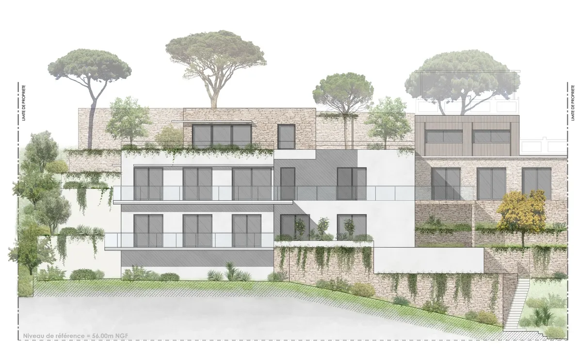 Vue latérale de l'extension de maison